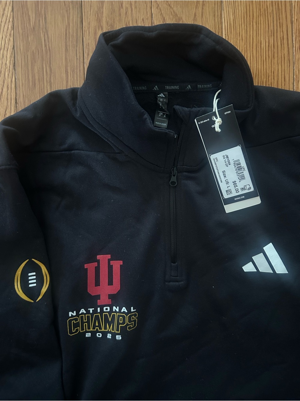 IU Indiana 2025 National Champs Adidas 1/4 Zip Size Large NEW - Picture 3 of 3